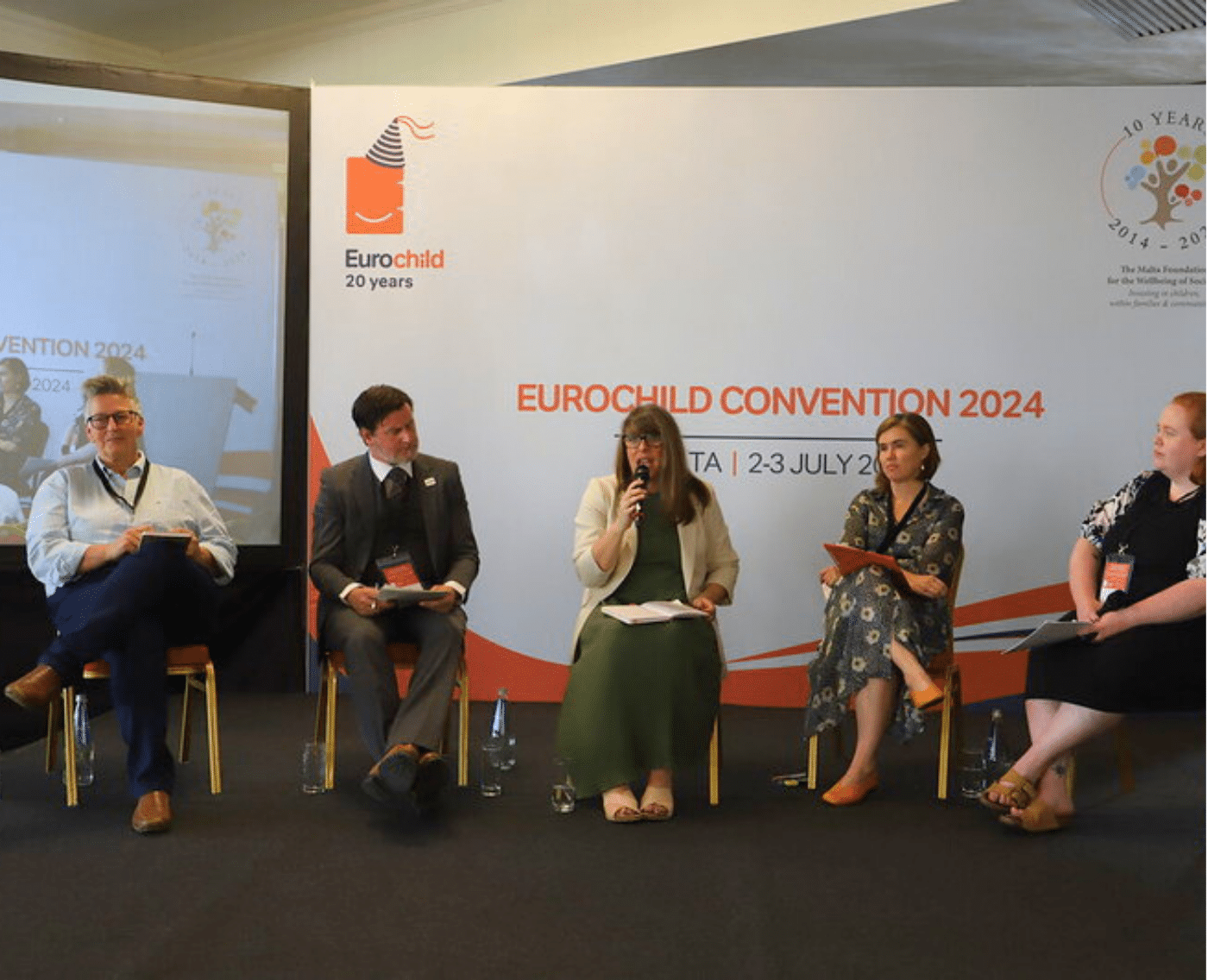 A photo of a panel at the Eurochild Convention 2024 taking place in Malta.