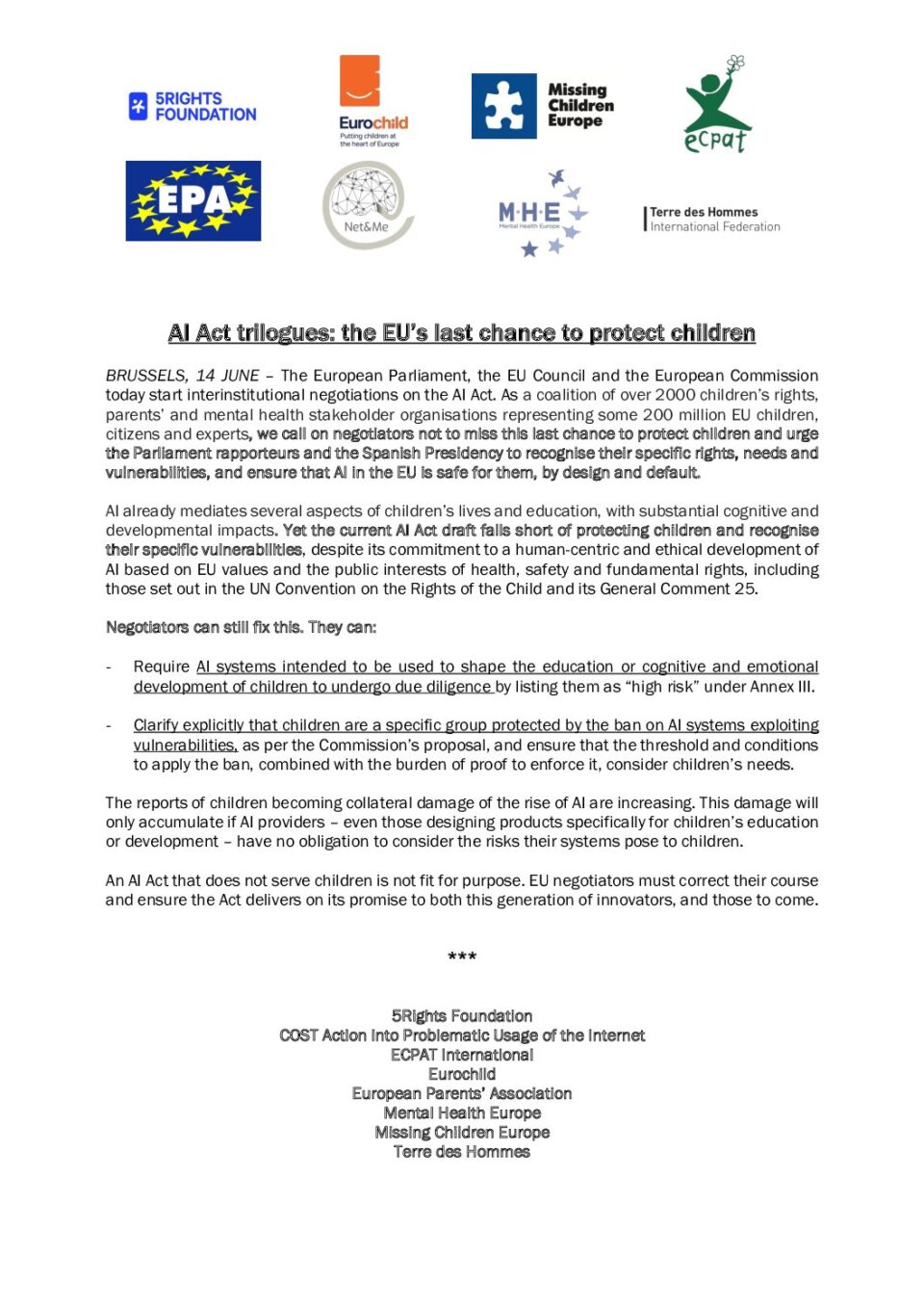 Coalition statement_Children's rights in AI Act Trilogues