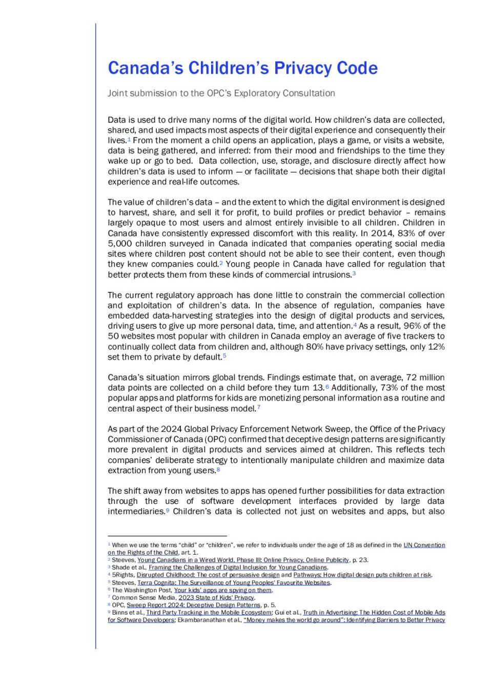 Joint Response - OPC Children's Privacy Code