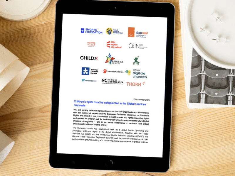 Joint letter on safeguarding children’s rights in Digital Omnibus proposals