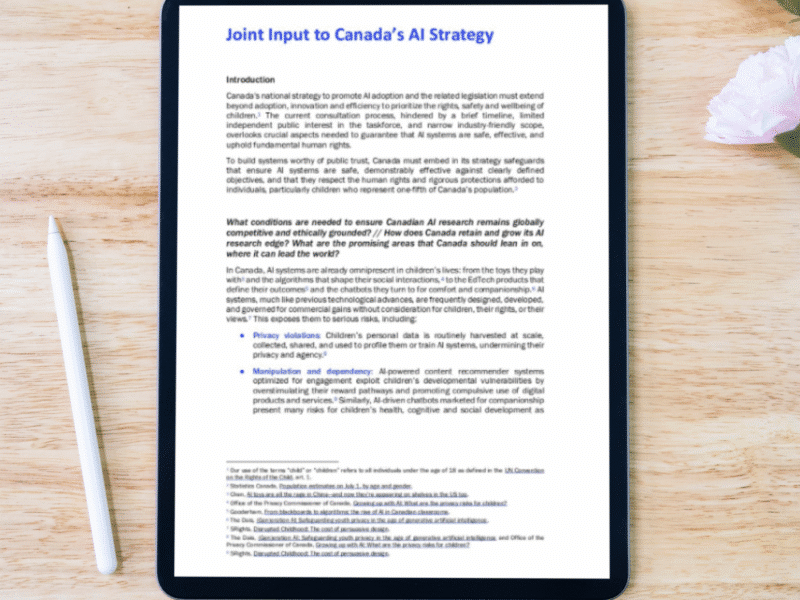 Joint Input to Canada’s AI Strategy