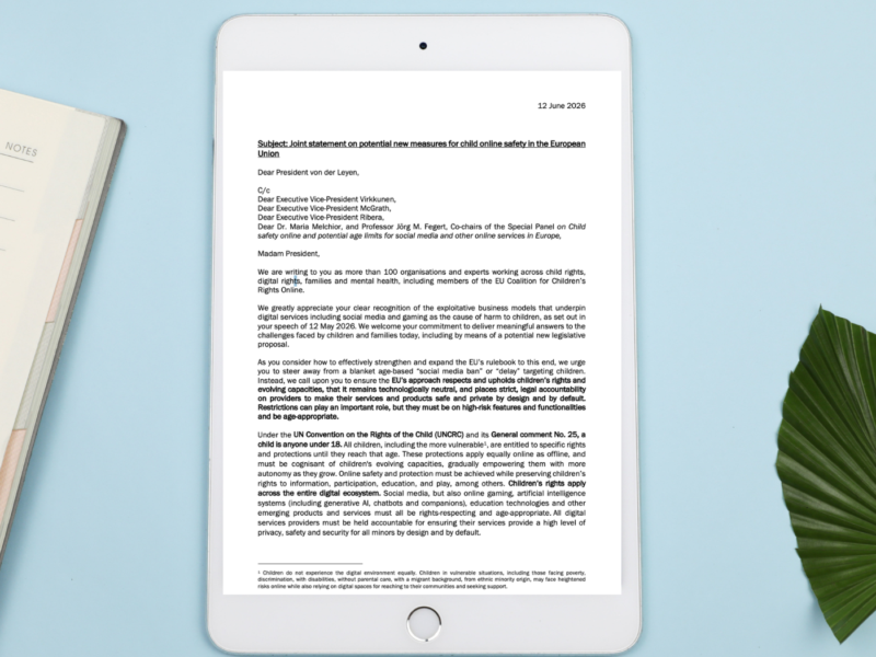 Joint statement on potential new measures for child online safety in the European Union