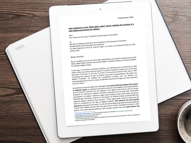 Joint statement on the ‘Child safety online’ report: realising the promise of a safer digital environment for children